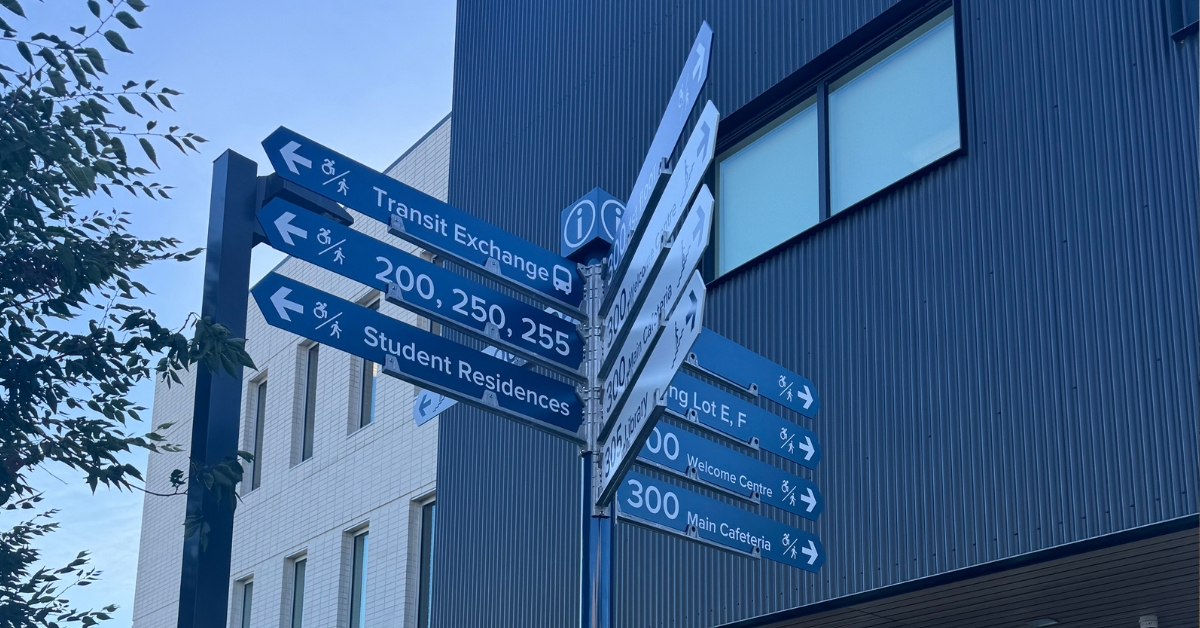 Custom Metal Directional Signage for Vancouver Island University